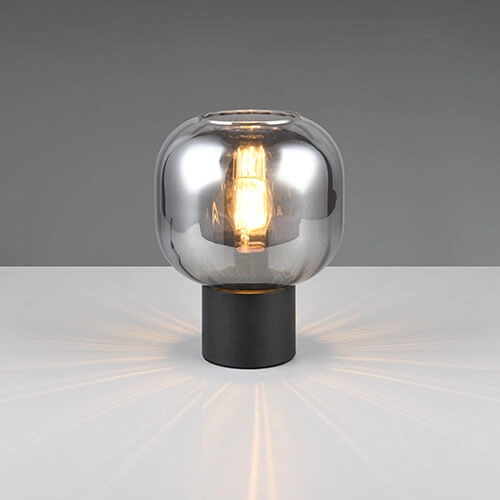 Lampe de table tendance Diva noir avec verre fumé Trio 4017807614596