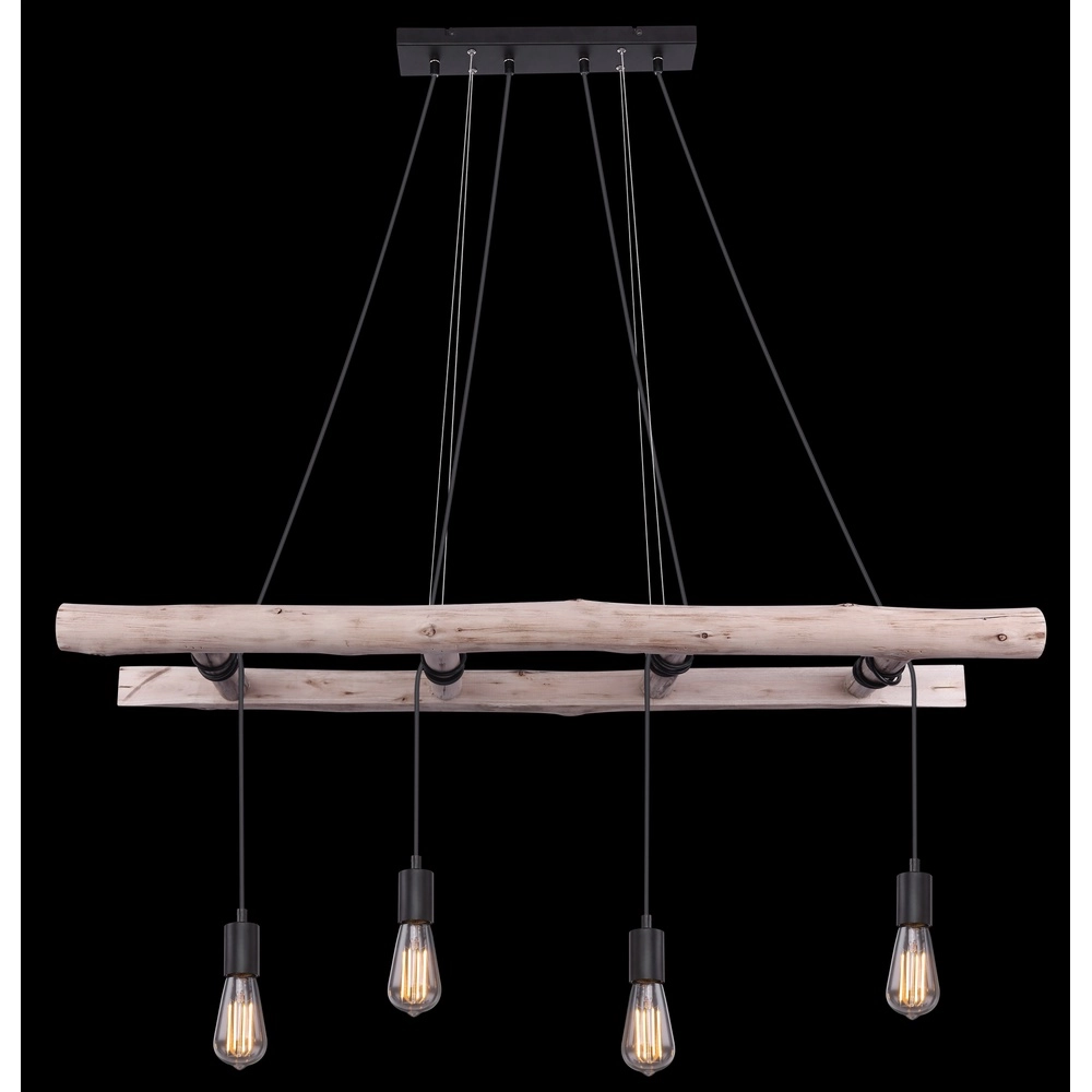 Lampe suspendue à 4 lumières Irmgard bois 190cm Globo 9007371398577