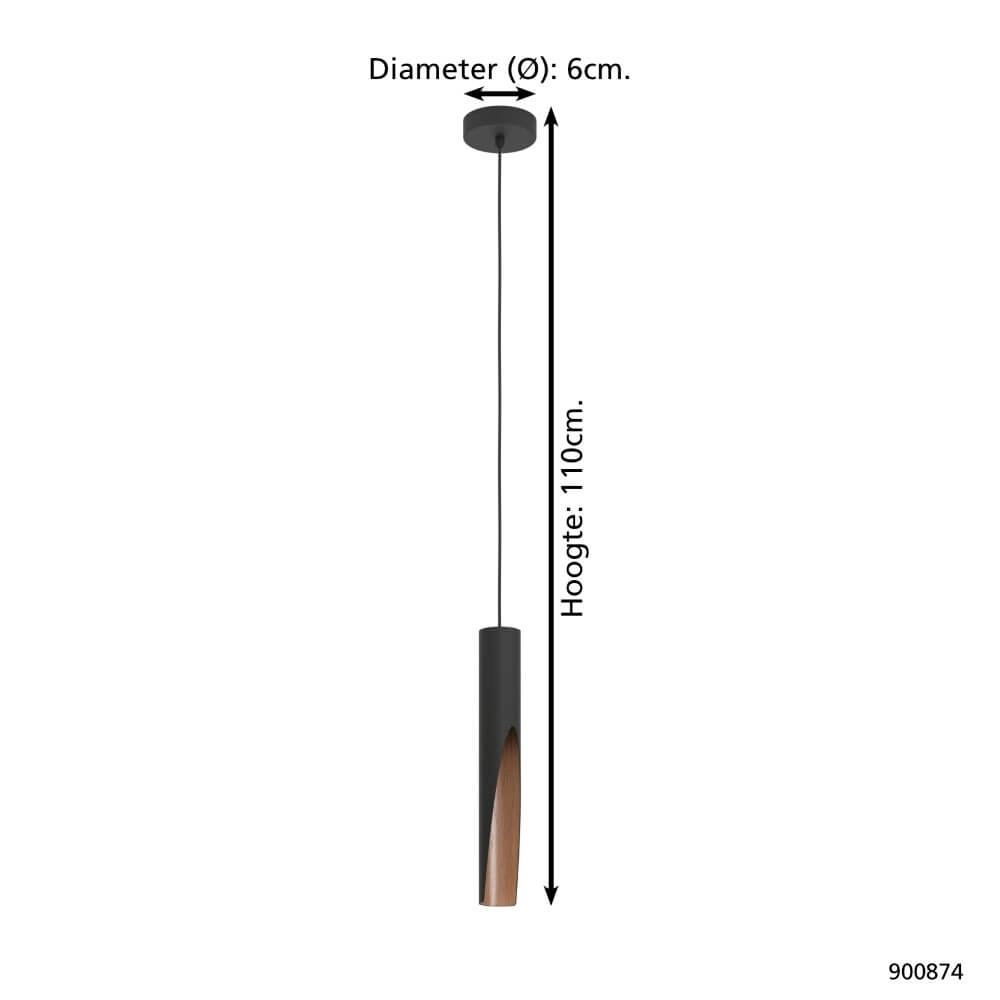 Lampe suspendue cylindre Barbotto Ø6cm Eglo 9008606327966