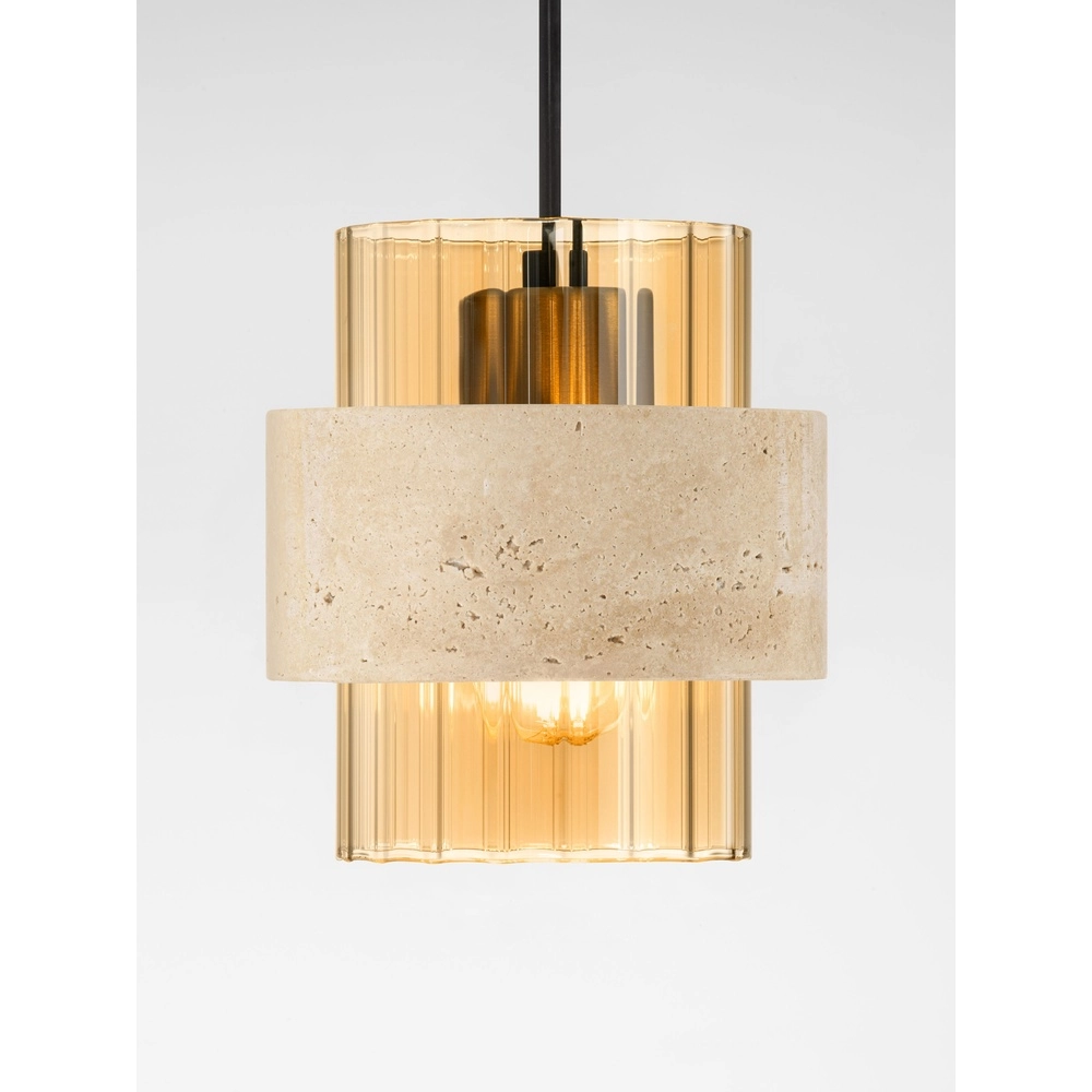 Lampe pendante moderne Melony Verre ambré avec brun sable