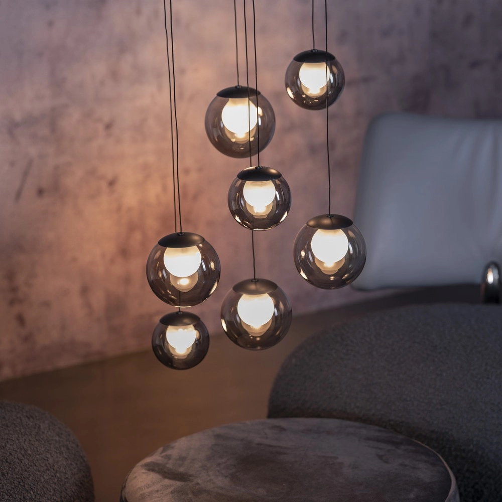 Lampe suspendue à 7 lampes Pure Popup Gris mystique Paul Neuhaus 4012248396674