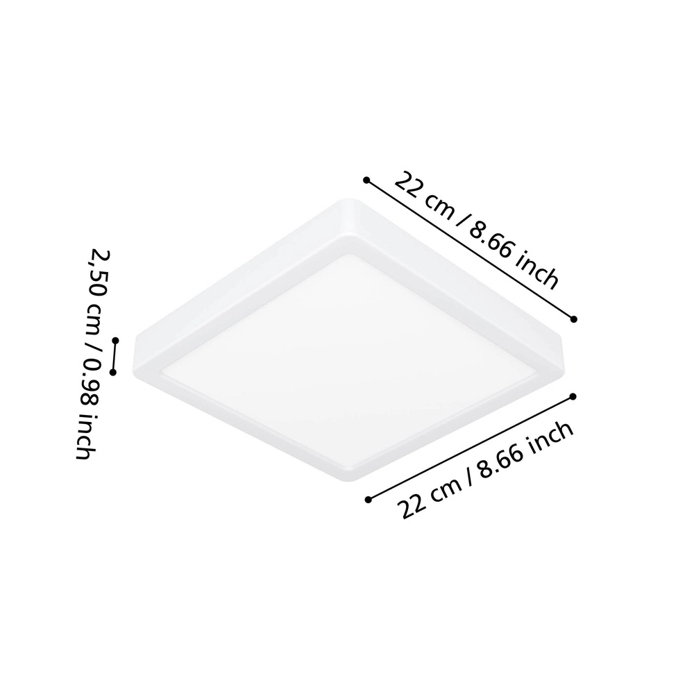 Lumière de plafond IP44 Fueva 6 Carré - Blanc - 22x22cm Eglo 9008606330409