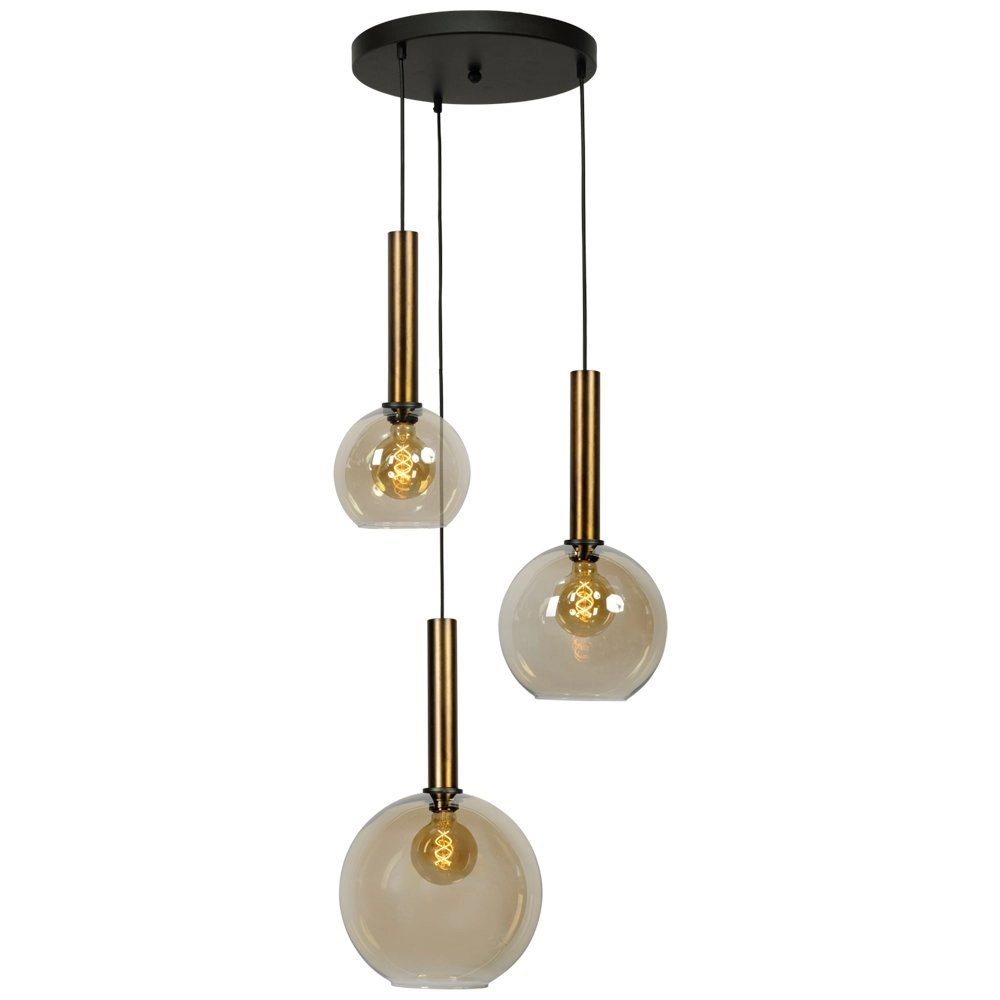 Lampe suspendue noire Bella 3 lumières avec de l'or Lampe suspendue noire Bella 3 lumières avec de l'or