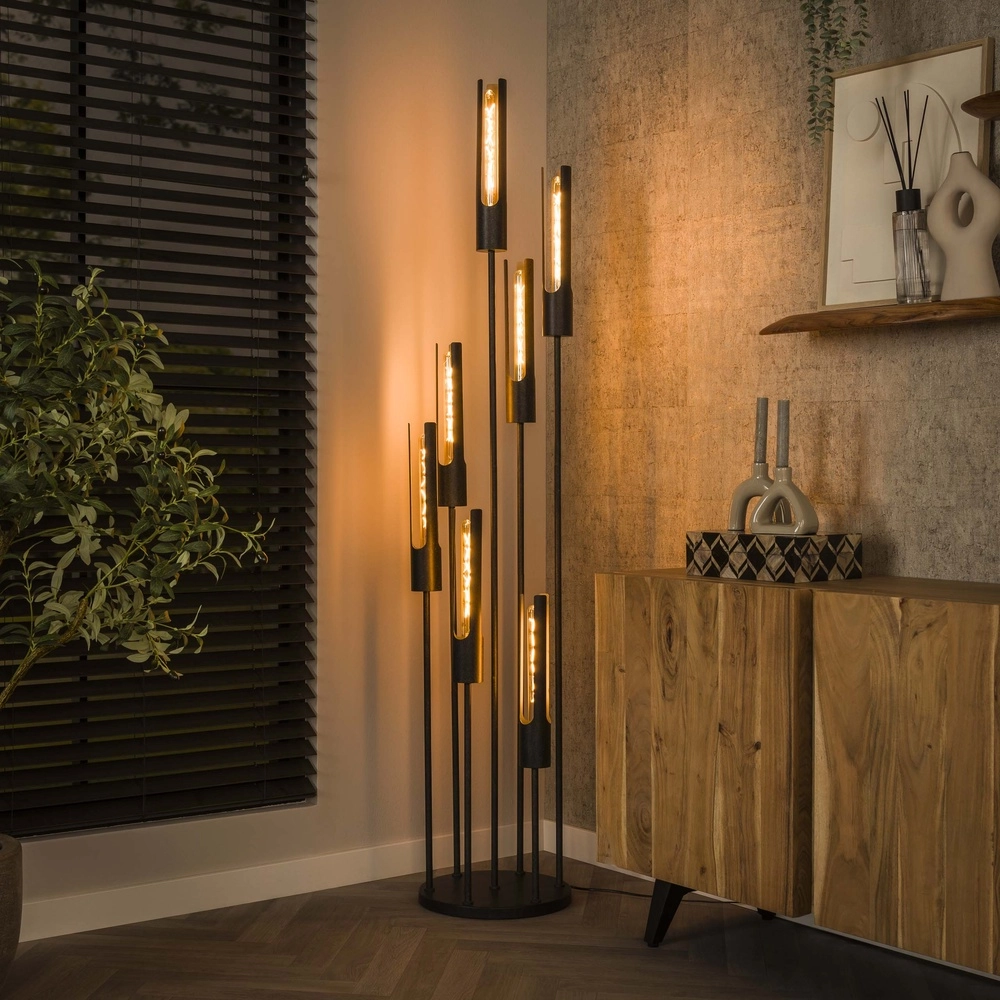 Lampe sur pied 7L Tube noir - E27