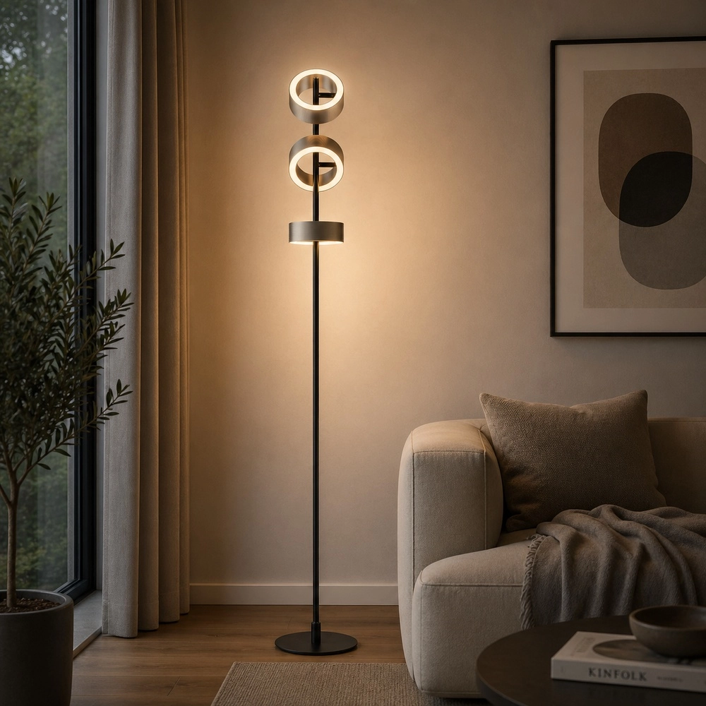 Lampadaire de conception Axion Noir avec brun Brilliant 4004353477171