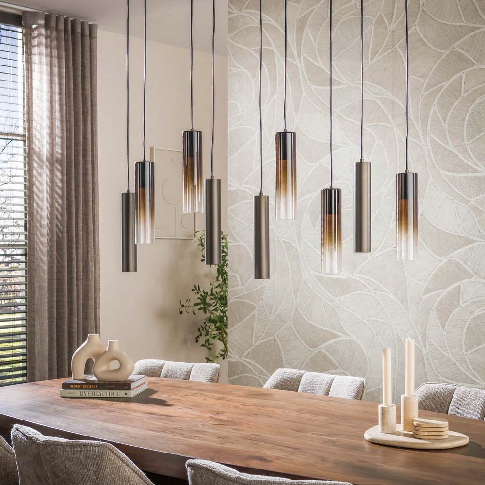 Lampe suspendue élégante Lungo Sienna Brown 9 lumières Lyora 8716803514928