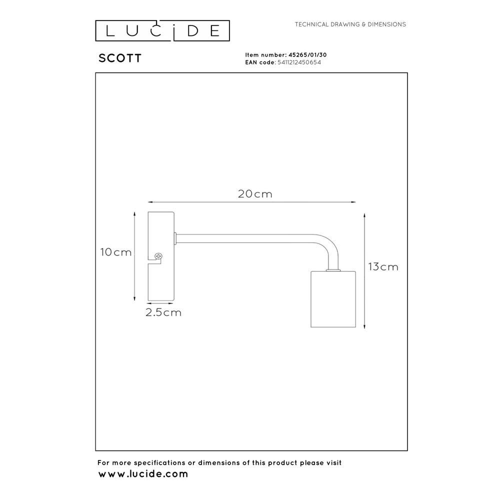 Lampe murale noire Scott Conception Lucide 5411212450654