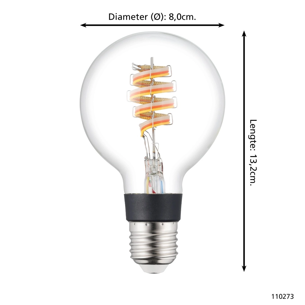 Lampe led boule Zigbee E27 4,9 W - 400 lm - 3000K - G80 Eglo 9008606305919
