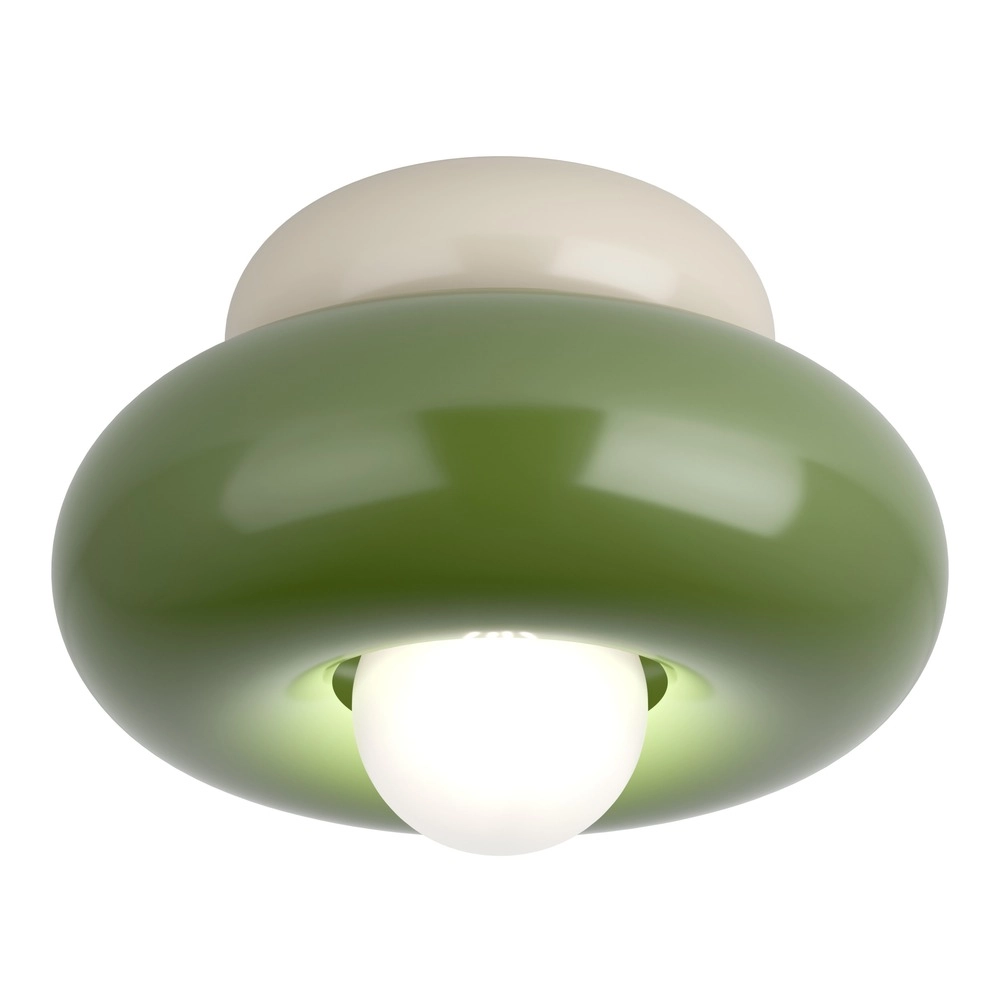 Lampe de plafond à design Torchiarolo brun sable avec du vert