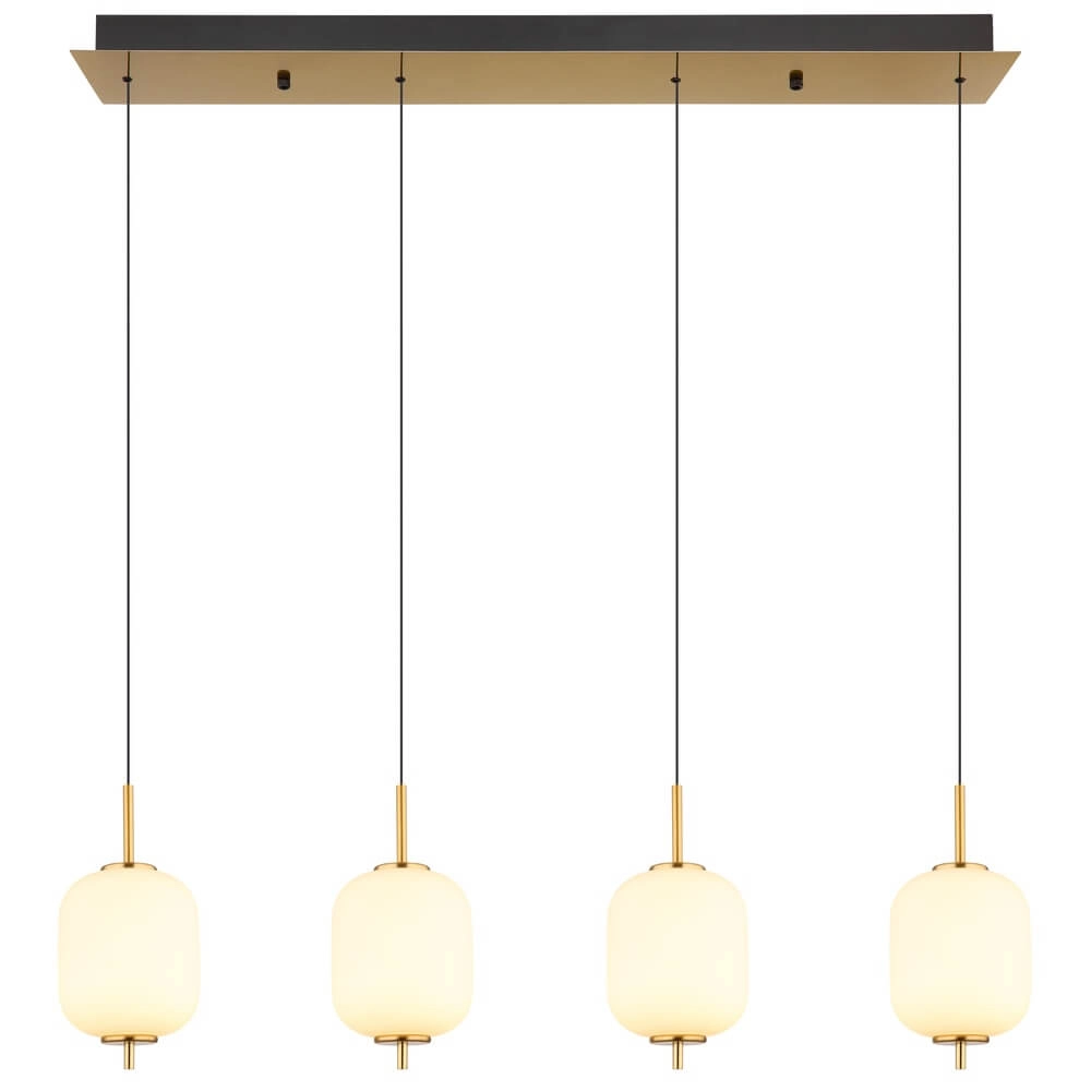 Suspension dorée Ewald Verre blanc à 4 lumières Globo 9007371449583
