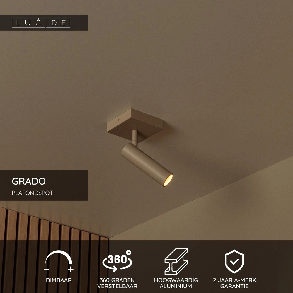 Lampe de plafond élégante Grado brun sable Lucide 5411212221704