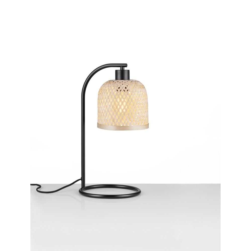 Lampe de table Intra noir avec capuchon en bambou Lyora 5212017454805