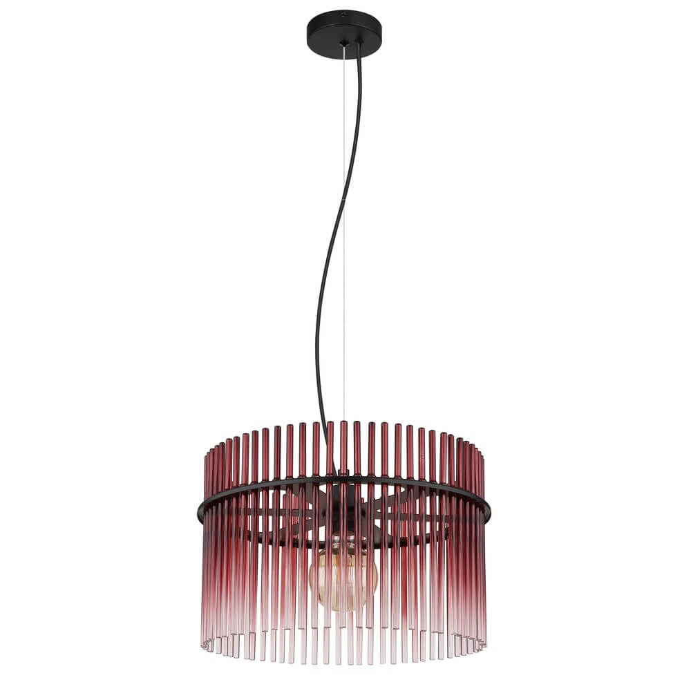 Suspension noire Gorley avec verre rouge Ø 40cm Globo 9007371462964