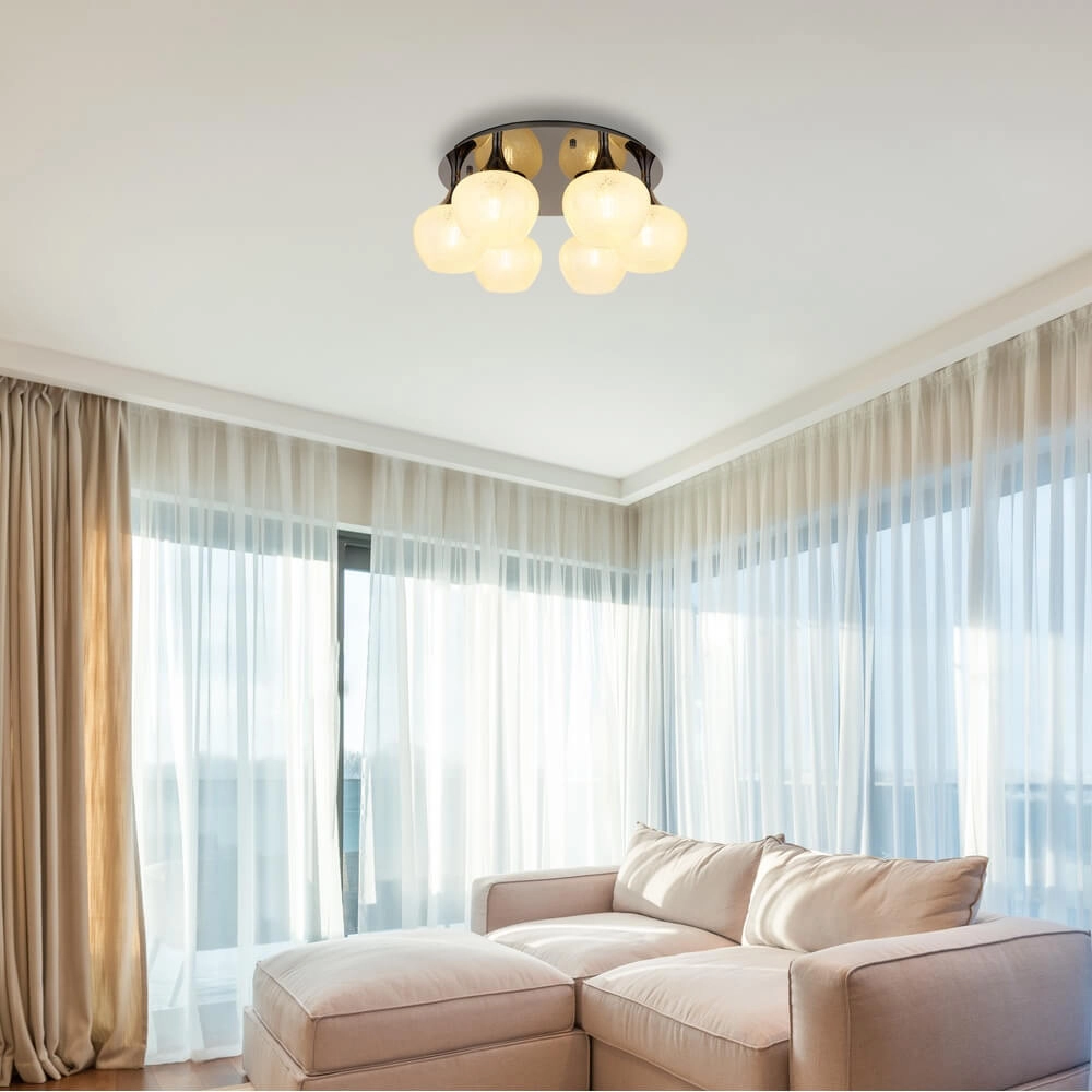 Plafonnier anthracite Maxy avec verre blanc 6 lumières Ø 65cm Globo 9007371450183