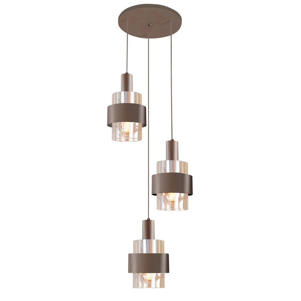 Lampe pendante de conception Marrone Brun thé 3 lumières