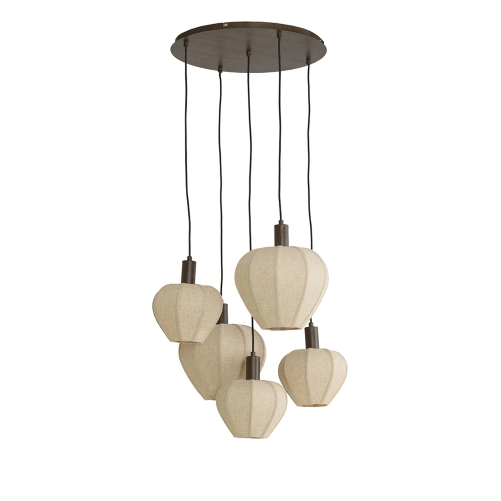 Lampe pendante Japandi Huxi 5 lumières