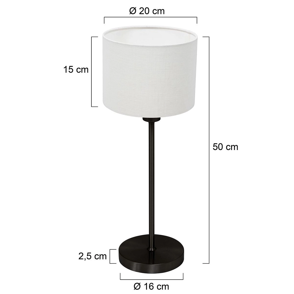 Lampe de table noire Noor avec capuchon blanc Steinhauer 8712746182194