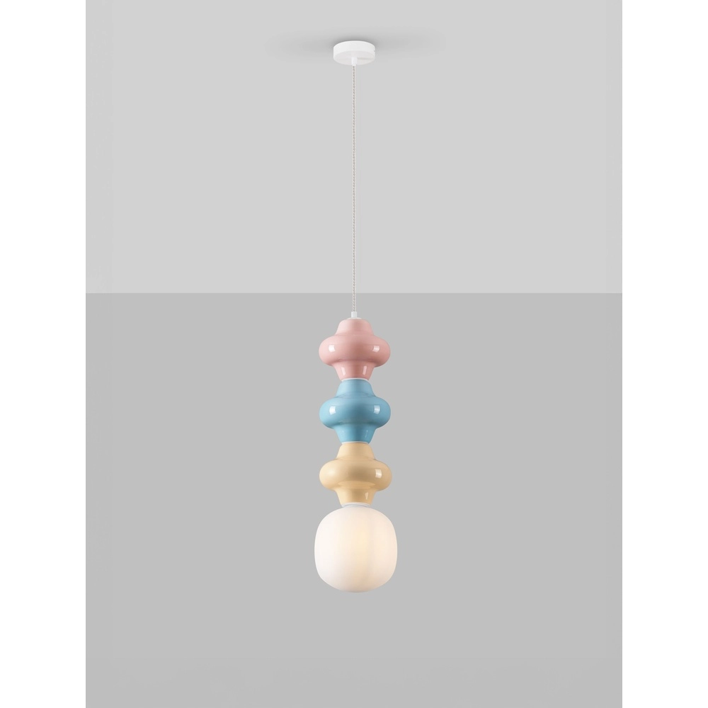 Suspension Clio Céramique colorée L avec verre blanc Lyora 5212017461308