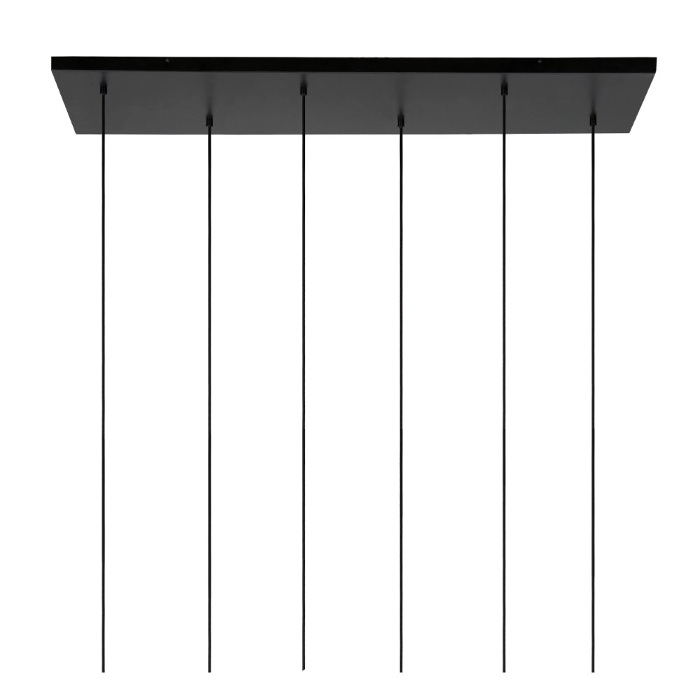 Lampe suspendue à 6 lampes Joanet Or droit avec verre fumé Lucide 5411212451446
