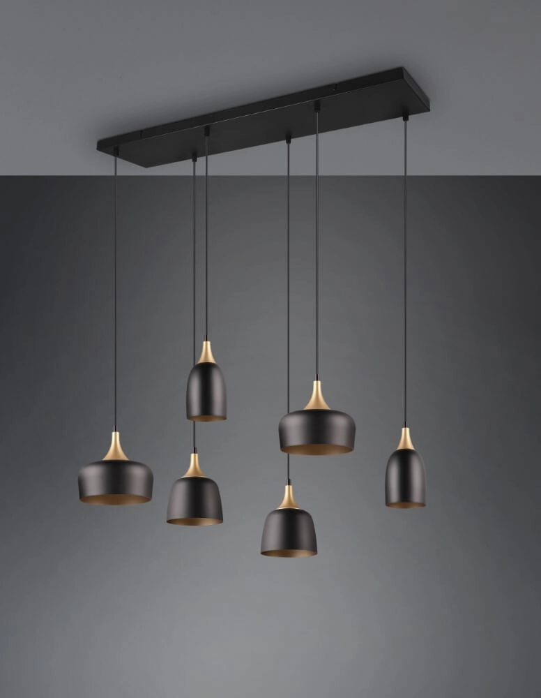 Lampe suspendue design Chiraz noir 6 lumières Trio 4017807566864