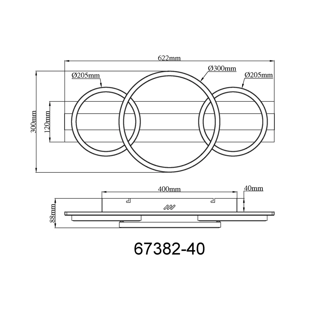 Lampe de plafond noire Norberto 3 anneaux d’accord Globo 9007371569830