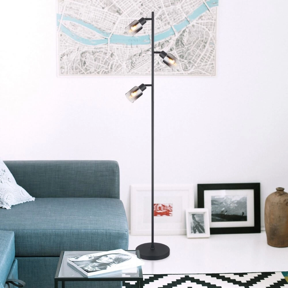 Lampadaire Hubertus avec verre fumé Globo 9007371458011