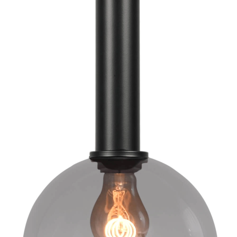 Lampe suspendue Ø 20cm Bella 2 Noir avec verre fumé Masterlight 8718121256382