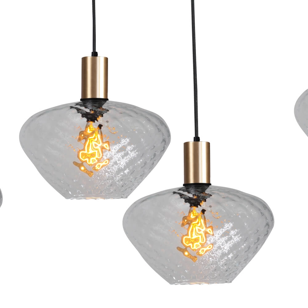 Lampe suspendue 6 lumières - dorée - Porto avec verres transparents Blossom Masterlight 8718121270500