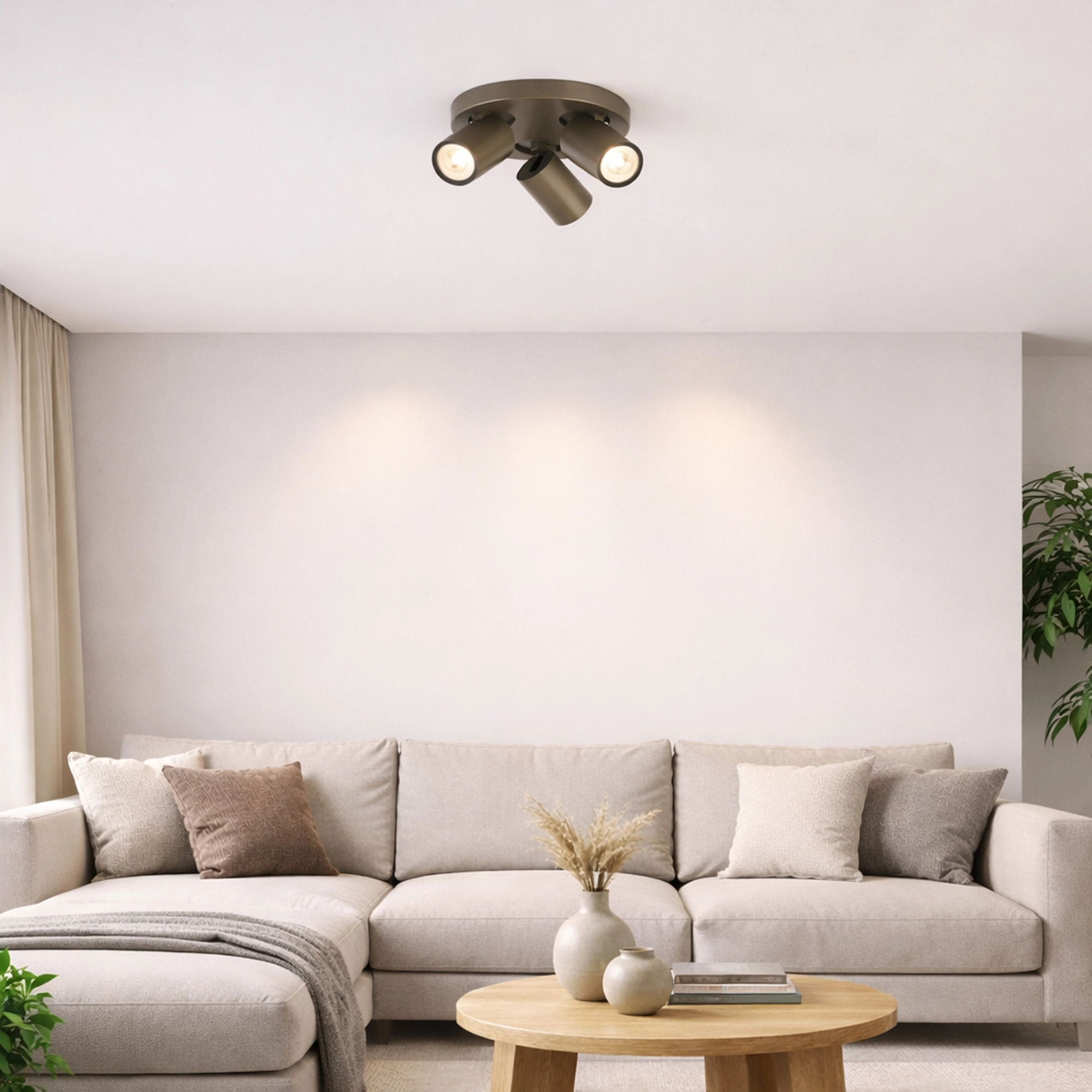 Lampe de plafond Selene 3 Bronze rond Lyora 5053423314464