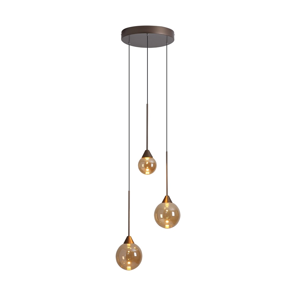 Lampe pendante de conception Opux Lux Bronze à 3 lumières