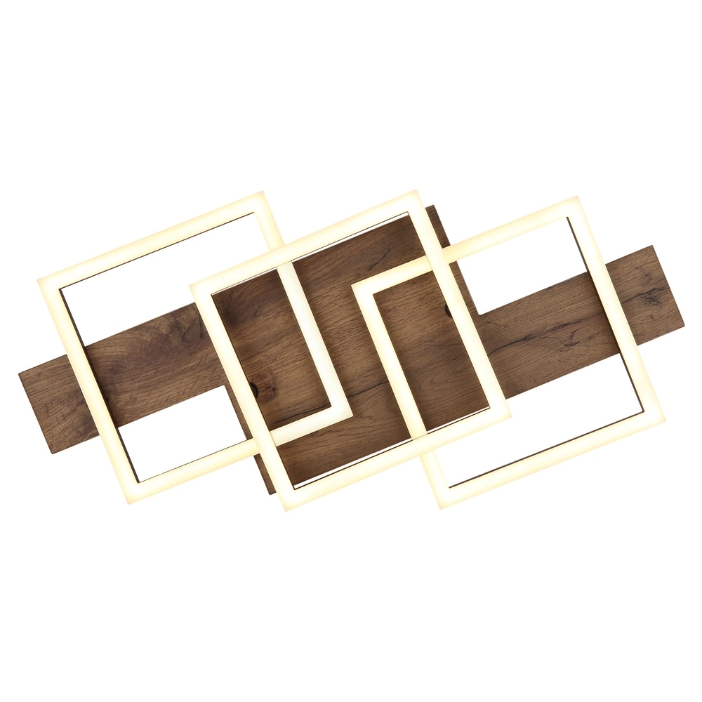 Lampe de plafond à design Jeffry noir avec bois 58 cm Globo 9007371510597