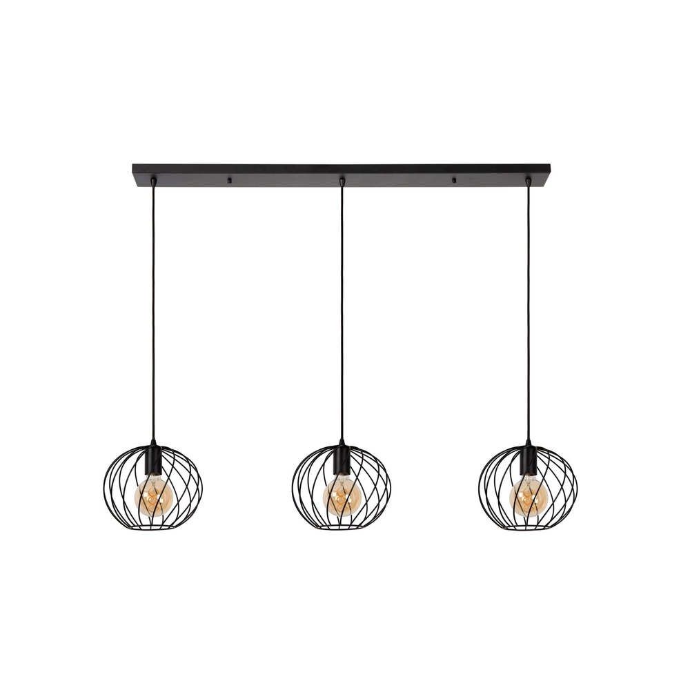 Lampe pendante à 3 lampes Danza Noir