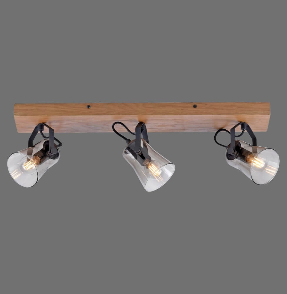 Plafonnier Green Langstrom en bois à 3 lumières Just Light 4043689994884