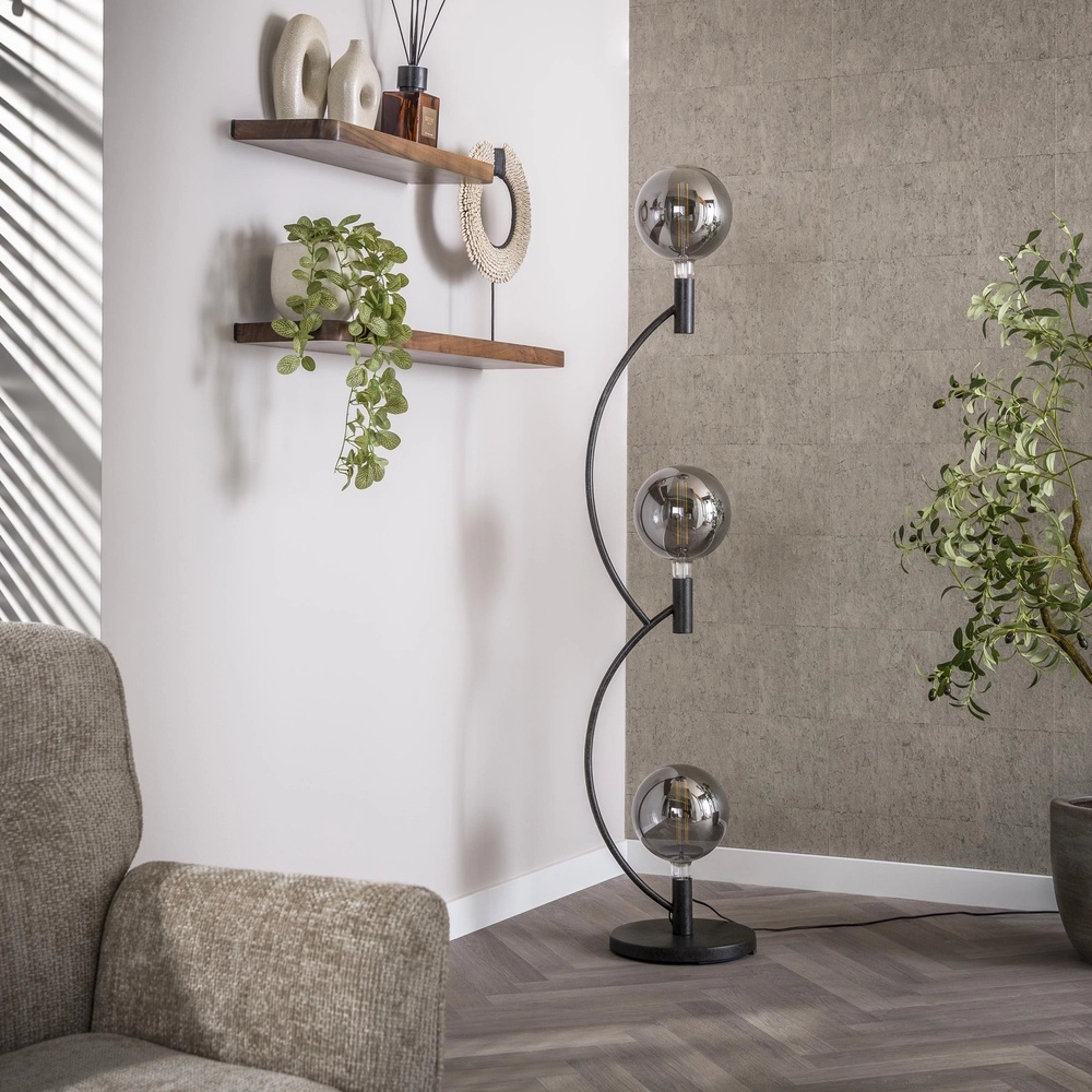 Lampadaire de conception Arcus 3 lumières noires Lyora 8716803515192