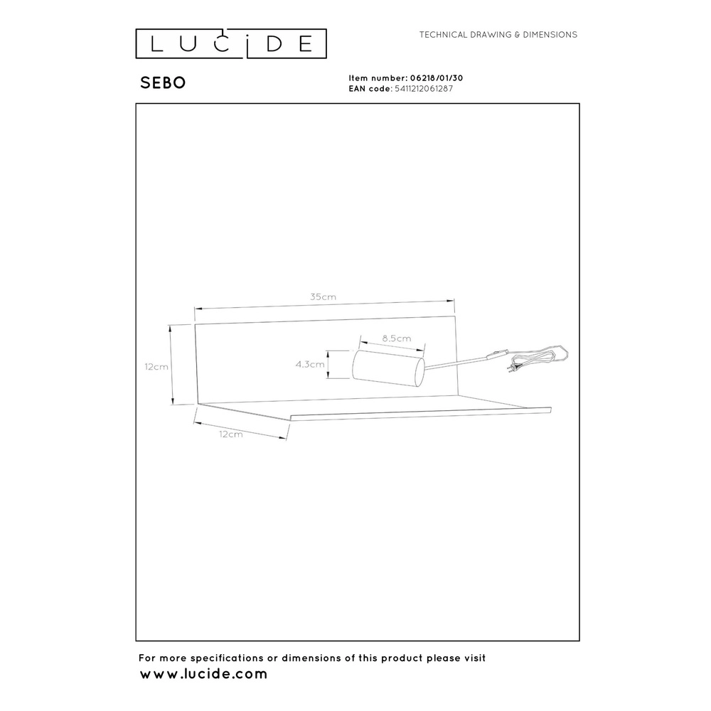 Lampe de chevet Sebo Noir Lucide 5411212061287