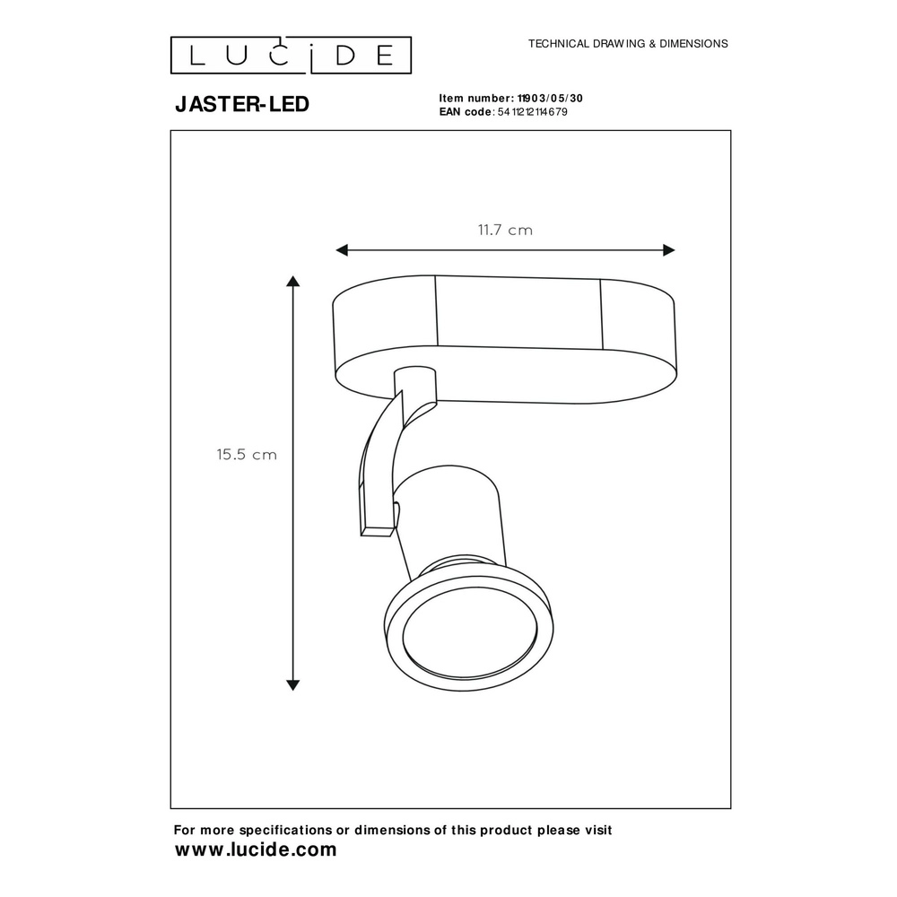 Éclairage de plafond Jaster-Led Noir Lucide 5411212114679