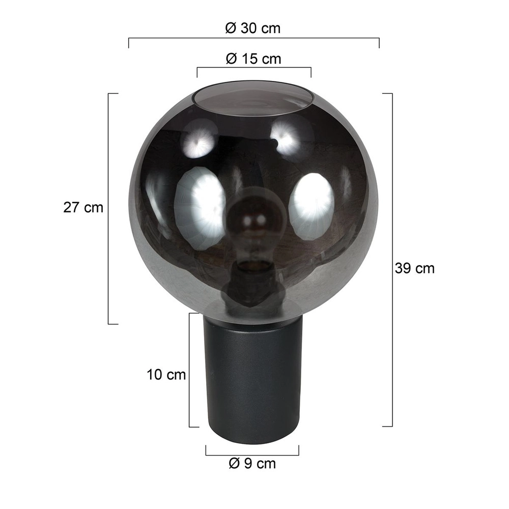 Lampe de table Bloeba verre fumé convexe Ø 30cm Steinhauer 8712746181173