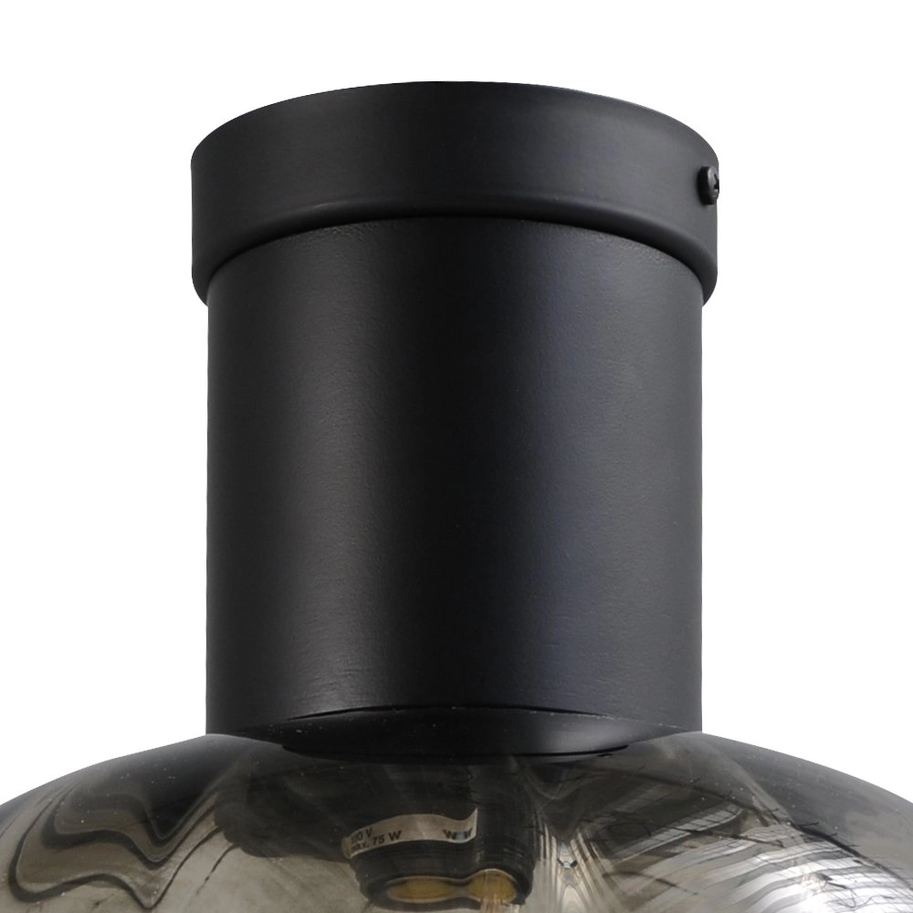Lampe de plafond Lett lll 28cm noir avec verre fumé Masterlight 8718121181462