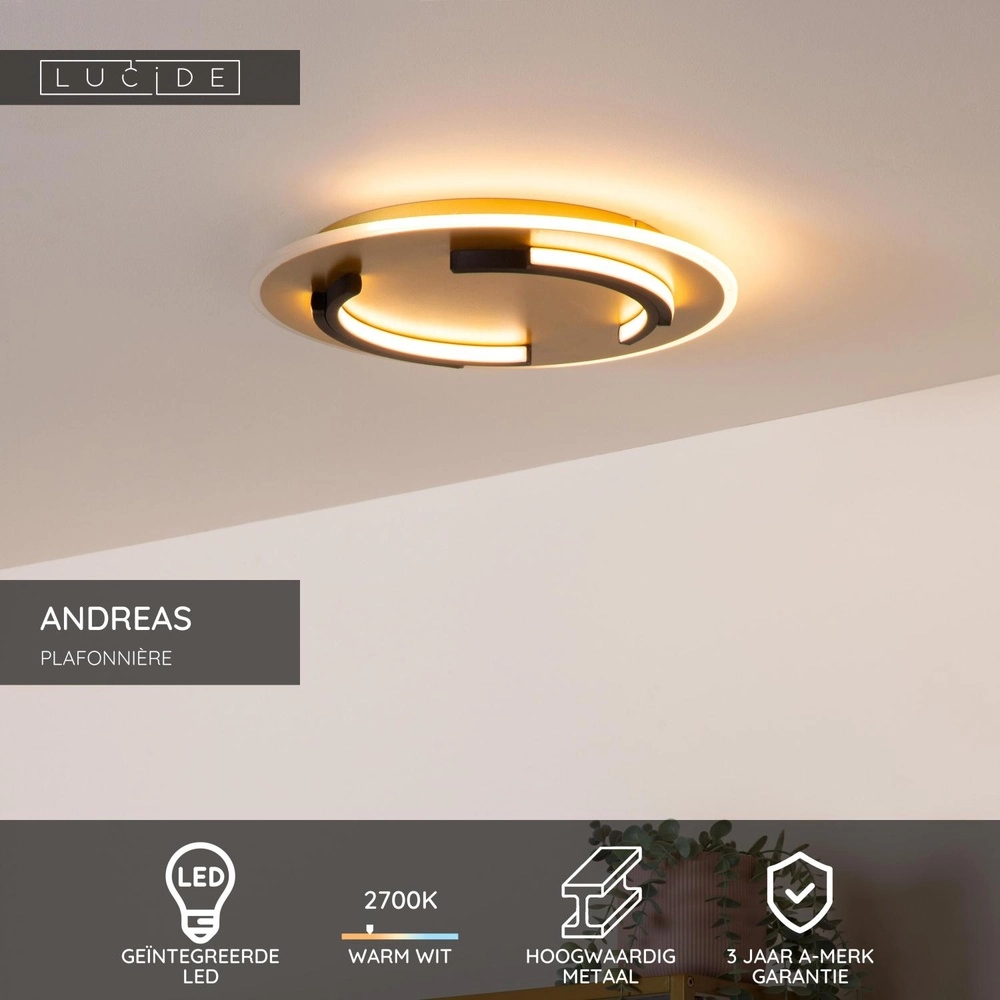 Conception de plafonds Andreas Ø 39,6cm - 30W noir avec or Lucide 5411212441744