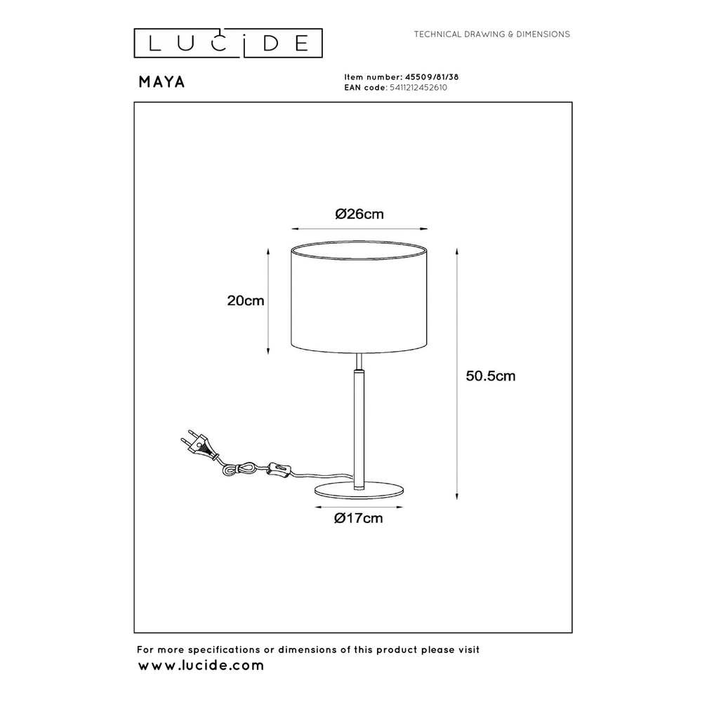 Lampe de table Maya Crème Lucide 5411212452610