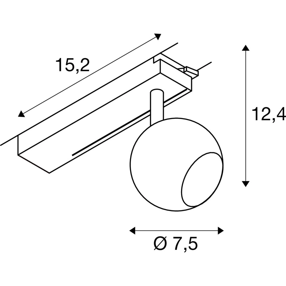Spot ferroviaire Light Eye 2.0 1 phase noire 2700K SLV 4024163315760