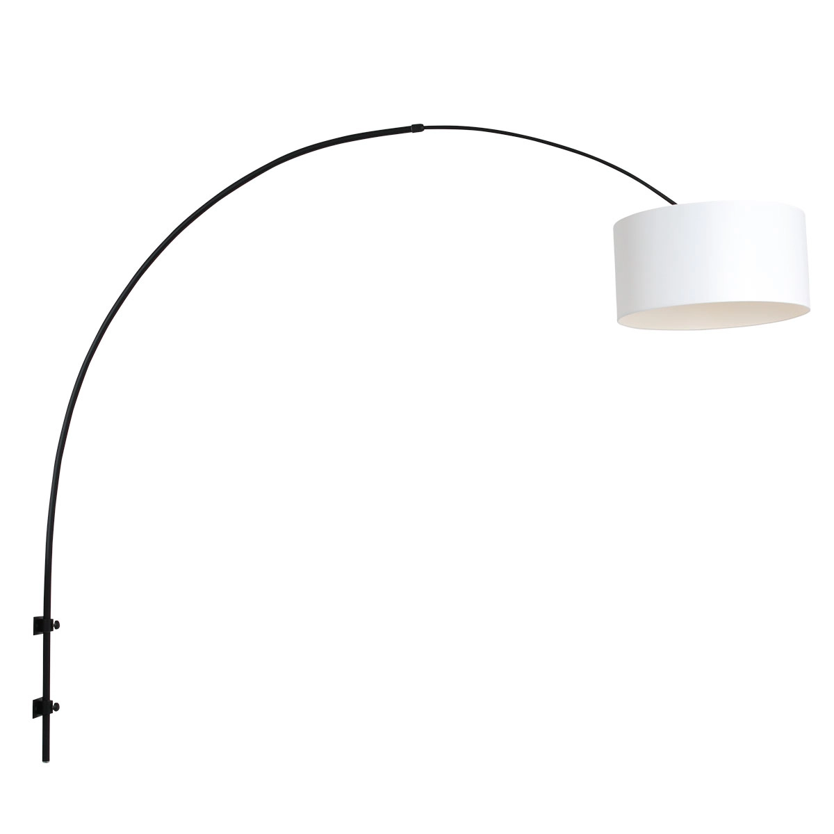 Lampe à arc murale Sparkled noir avec abat-jour blanc