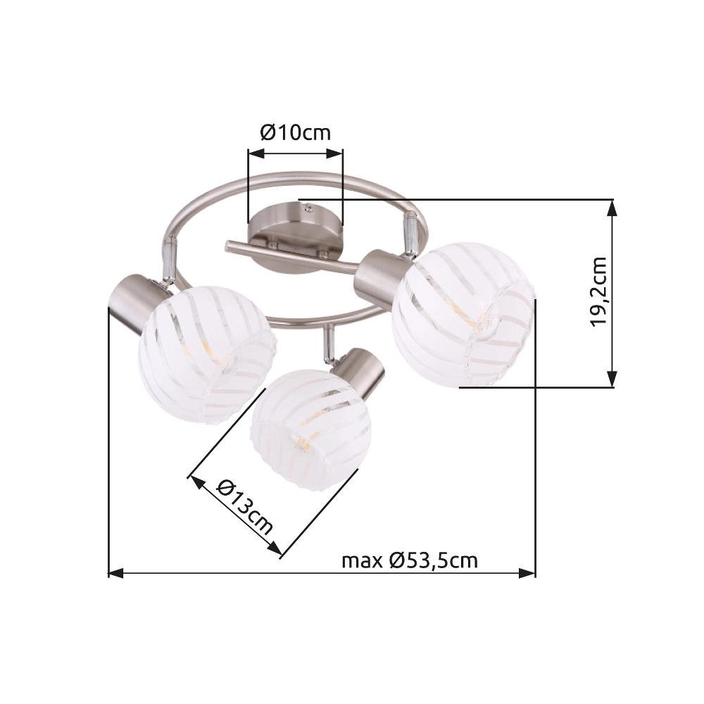 Lampe de plafond Willy 3 lumières en nickel Globo 9007371409105