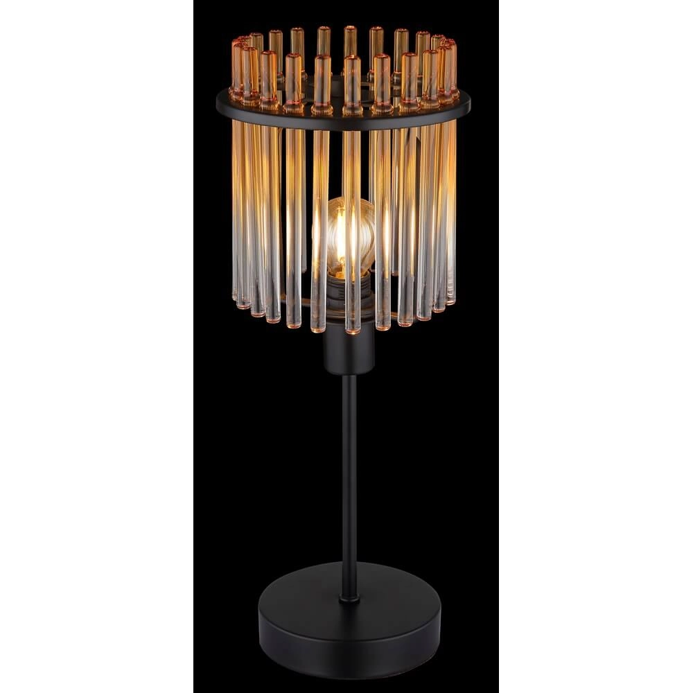 Lampe de table noire Gorley avec verre ambré Ø 15cm Globo 9007371474981
