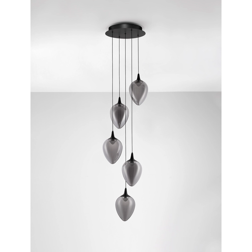 Suspension Nali Verre fumé à 5 lumières Lyora 5212017477781