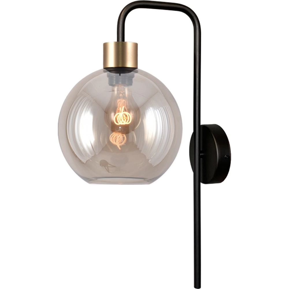 Lampe murale Lazise noir avec verre ambré doré