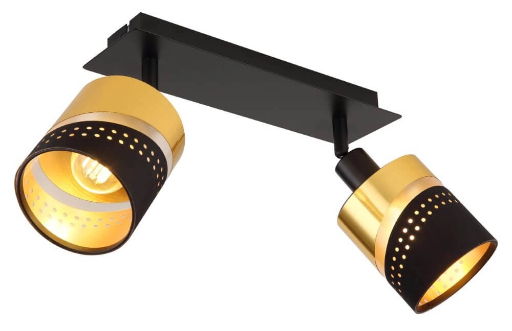 Spot de plafond 2 lumières Or noir avec de l'or