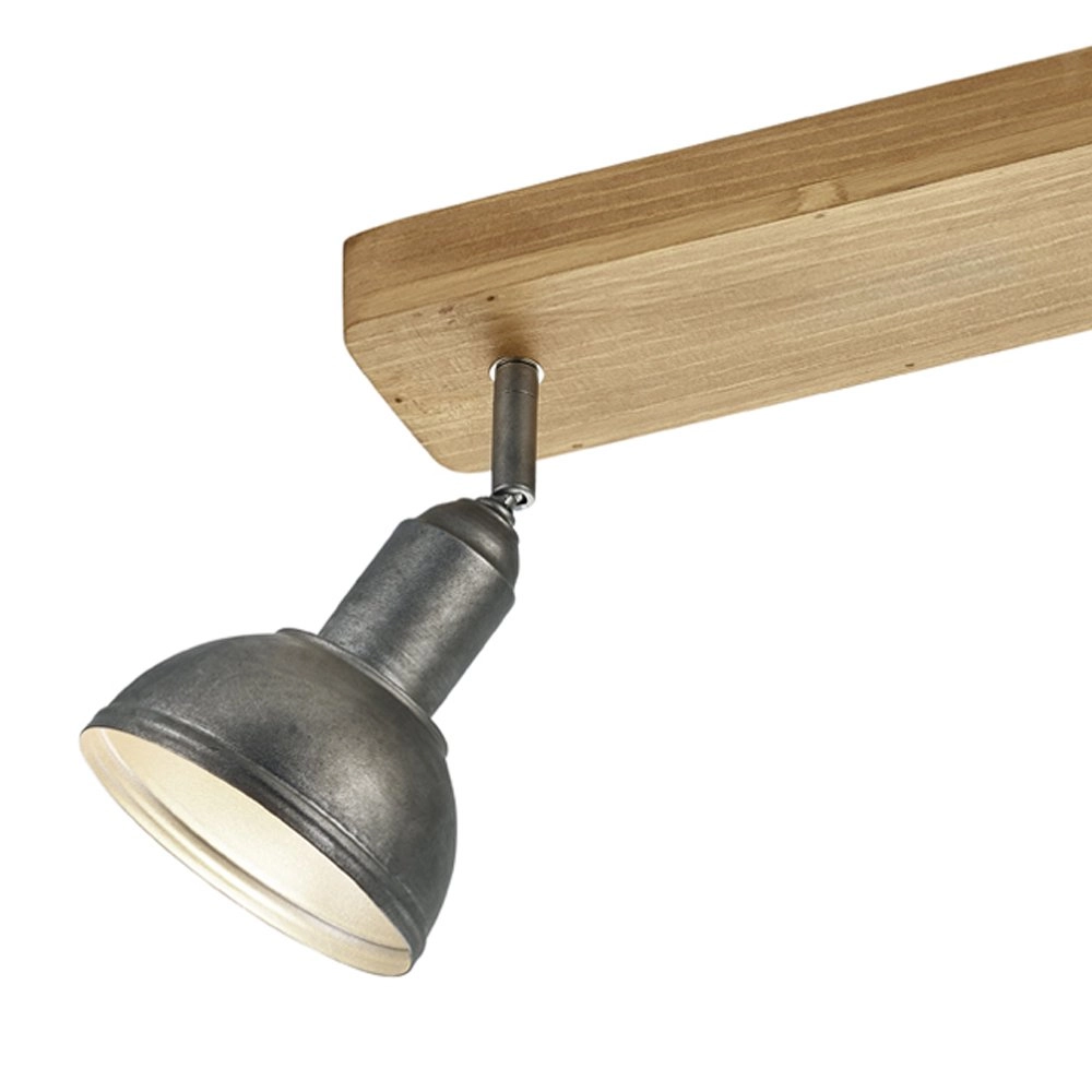 Plafonnier en bois Delhi Spots 2 lumières argent antique Trio 4017807430202