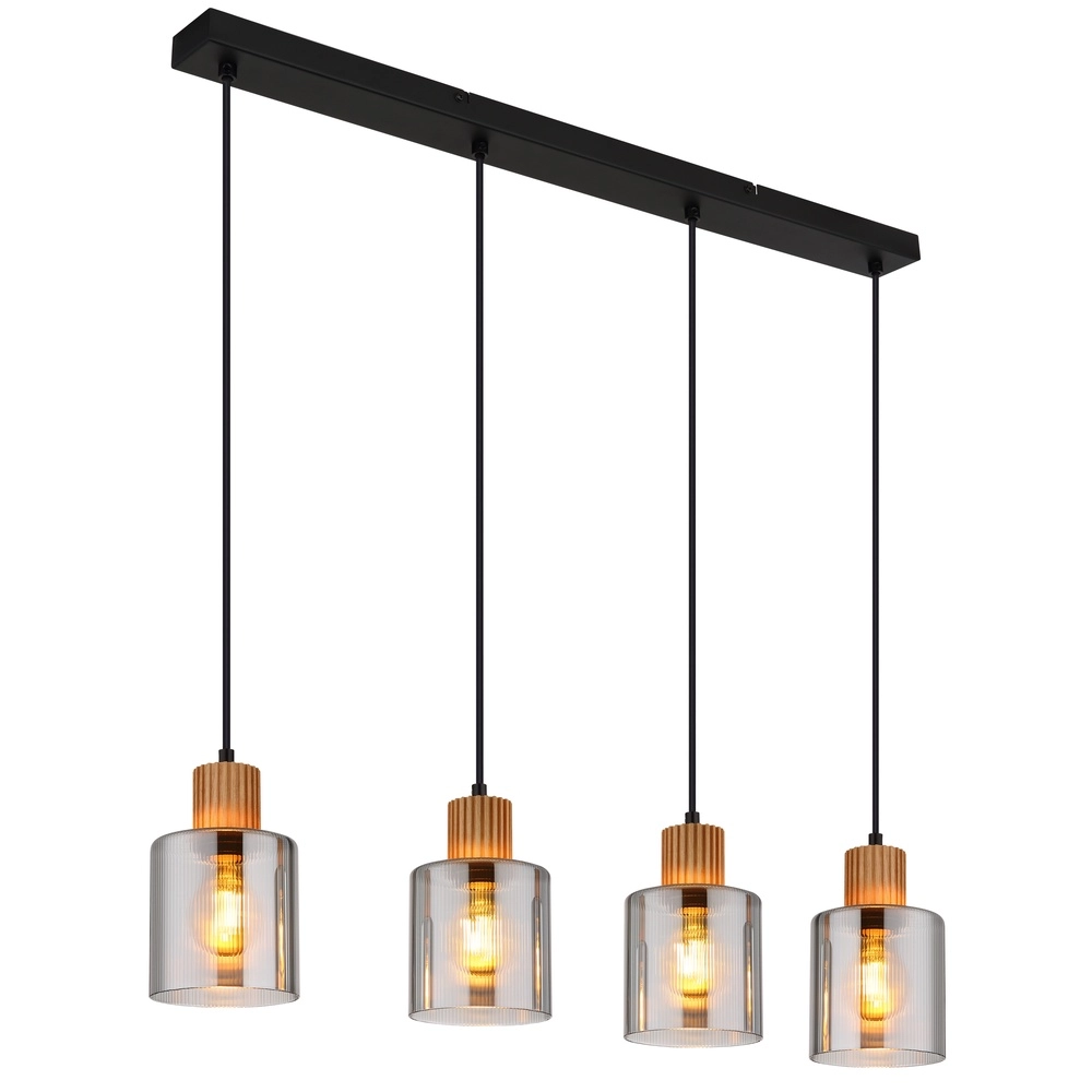 Lampe pendante de conception Aleidis Noir à 4 lumières