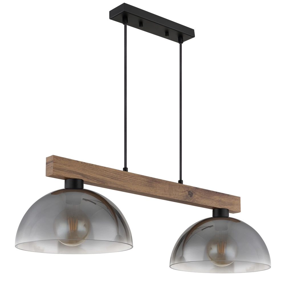Lampe pendante de campagne Romy 2-noir clair avec bois Globo 9007371583355